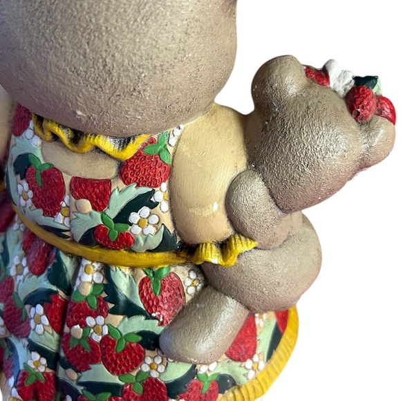 Adorable Hand Painted Bear Family Figurine with Strawberry Dress - Picture 3 of 6